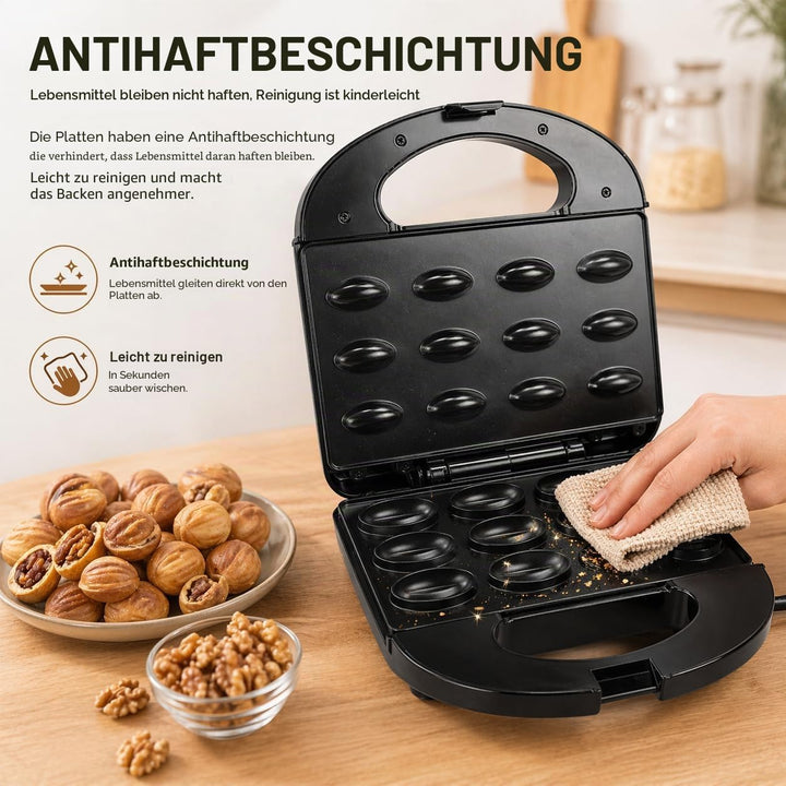 Vikye Walnuss-Keksform-Hersteller, 12 Antihaftbeschichtete Oreshki-Formenmacher, Russisch, 750 W Wal