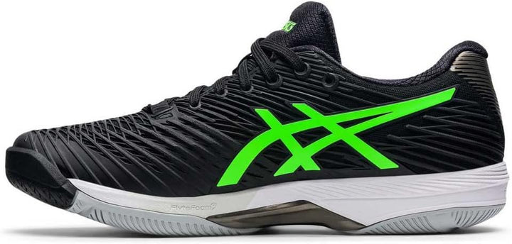 ASICS Herren Solution Speed FlyteFoam 2 Tennisschuhe, Stahlblau/Gefahrgrün 42 EU Black Green Gecko,