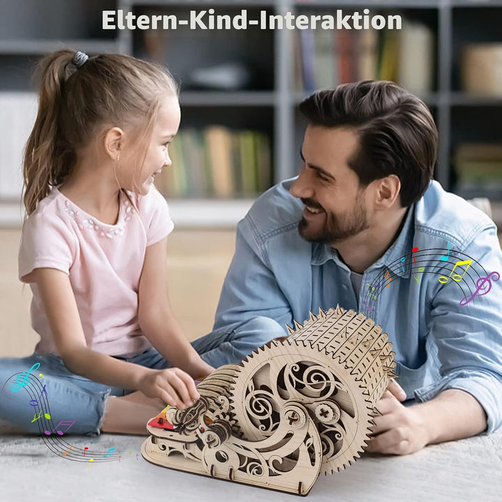 nicknack Holz 3D Puzzle Musikbox Mechanisch Handgekurbelt Modellbausatz Holzpuzzle für Erwachsene Te