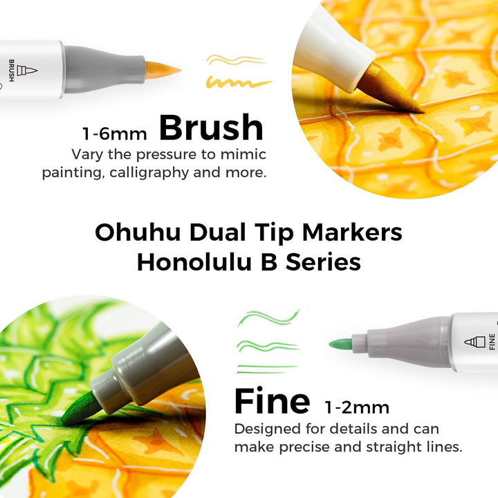 Graffiti Stifte, Ohuhu 48 Farbige Graffiti Marker Doppelspitze (Pinsel & feine Spitze) Marker Stifte