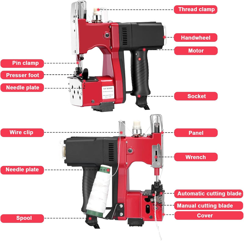 Kotsy sacknähmaschine 220 V Tragbare Nähmaschine für 2 Sekunden/Sack,Sacknähmaschine für Taschen/Sto