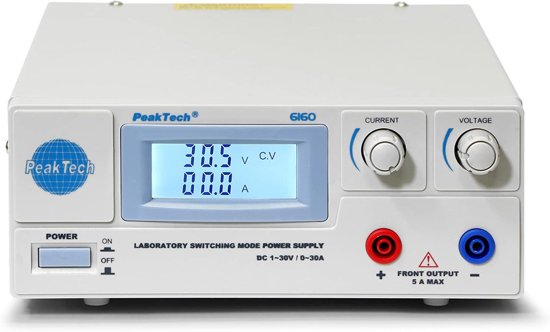 PeakTech Digtial Labornetzteil - Labornetzgerät 0-30V / 0-30A DC, stabilisiert, 1 Stück, P 6160 Sing