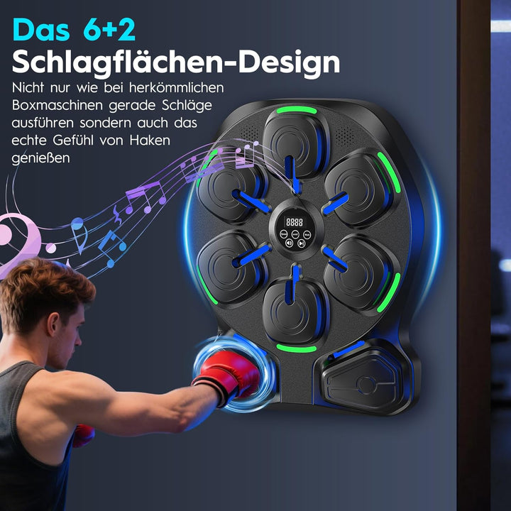 RevFit Music Boxing Machine mit LED-Lichtern, Bluetooth, 9 Geschwindigkeitsmodi & Zählmodus, Elektro
