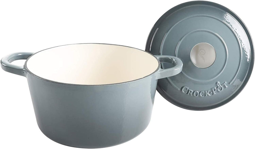 Crock Pot Artisan Schmortopf, emailliertes Gusseisen, rund, 5 Quart, Schiefergrau Dutch Oven – rund