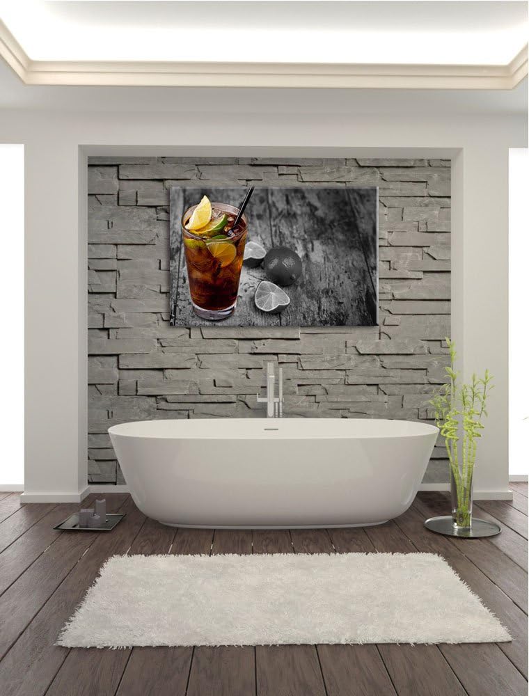 Cuba Libre mit vielen Limetten schwarz/weiss Format: 100x70 auf Leinwand, XXL riesige Bilder fertig