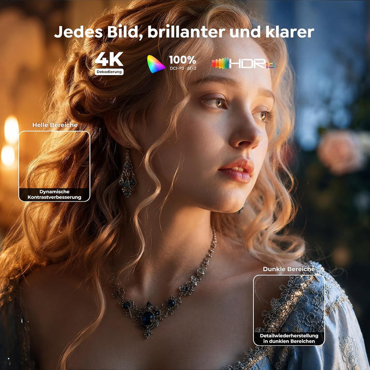 Beamer 4K [Schnellste VIDAA OS] Kompatibel mit Netflix, Dolby Audio & HDR10, 2000ANSI Smart Beamer H