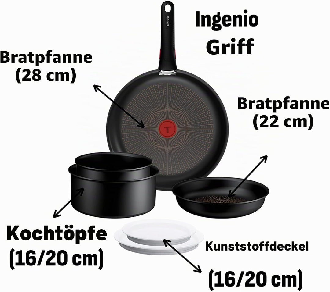 Tefal Ingenio Explore On 7-tlg. Kochgeschirr-Set, Fusion Core Antihaftversiegelung, stapelbar, platz