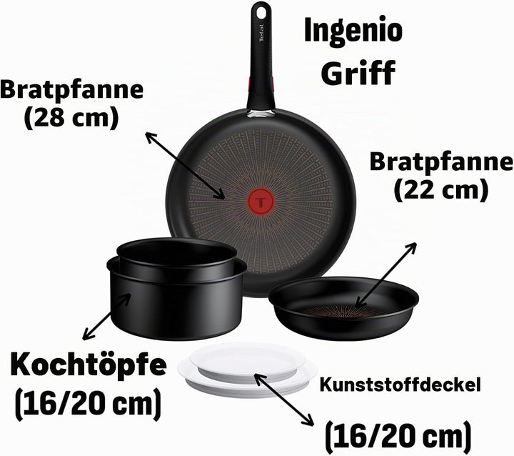Tefal Ingenio Explore On 7-tlg. Kochgeschirr-Set, Fusion Core Antihaftversiegelung, stapelbar, platz
