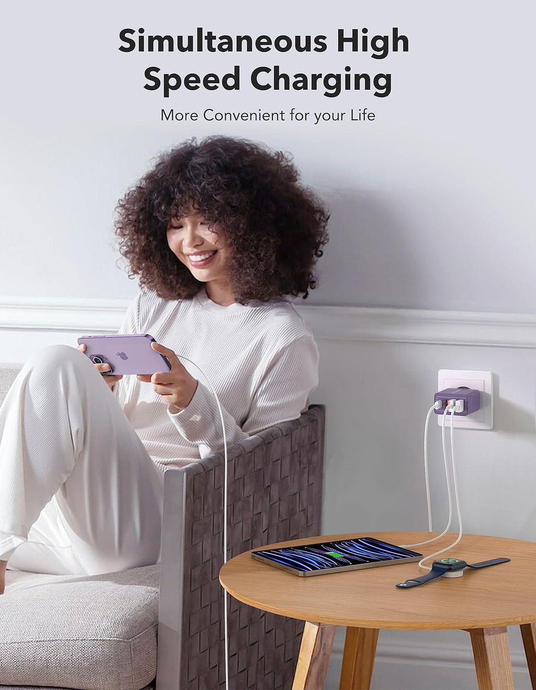 USB C Ladegerät, 2 Pack USB Schnellladegerät 40W 4 Port PD+QC USB Schnell Netzteil USB C Adapter für