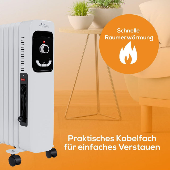 Tronitechnik® Ölradiator TT-OR 211 Elektroheizung Weiss Öl-Heizung Radiator 3 Heizstufen 11 Rippen E