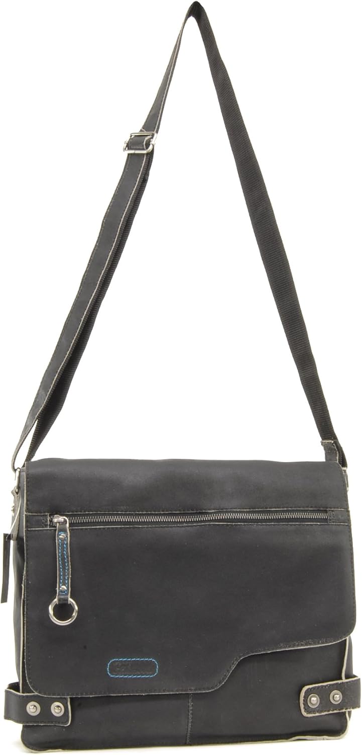 Ashwood -Leder - Umhängetasche/Schultertaschen/Arbeitstasche CAMDEN Schwarz, Schwarz