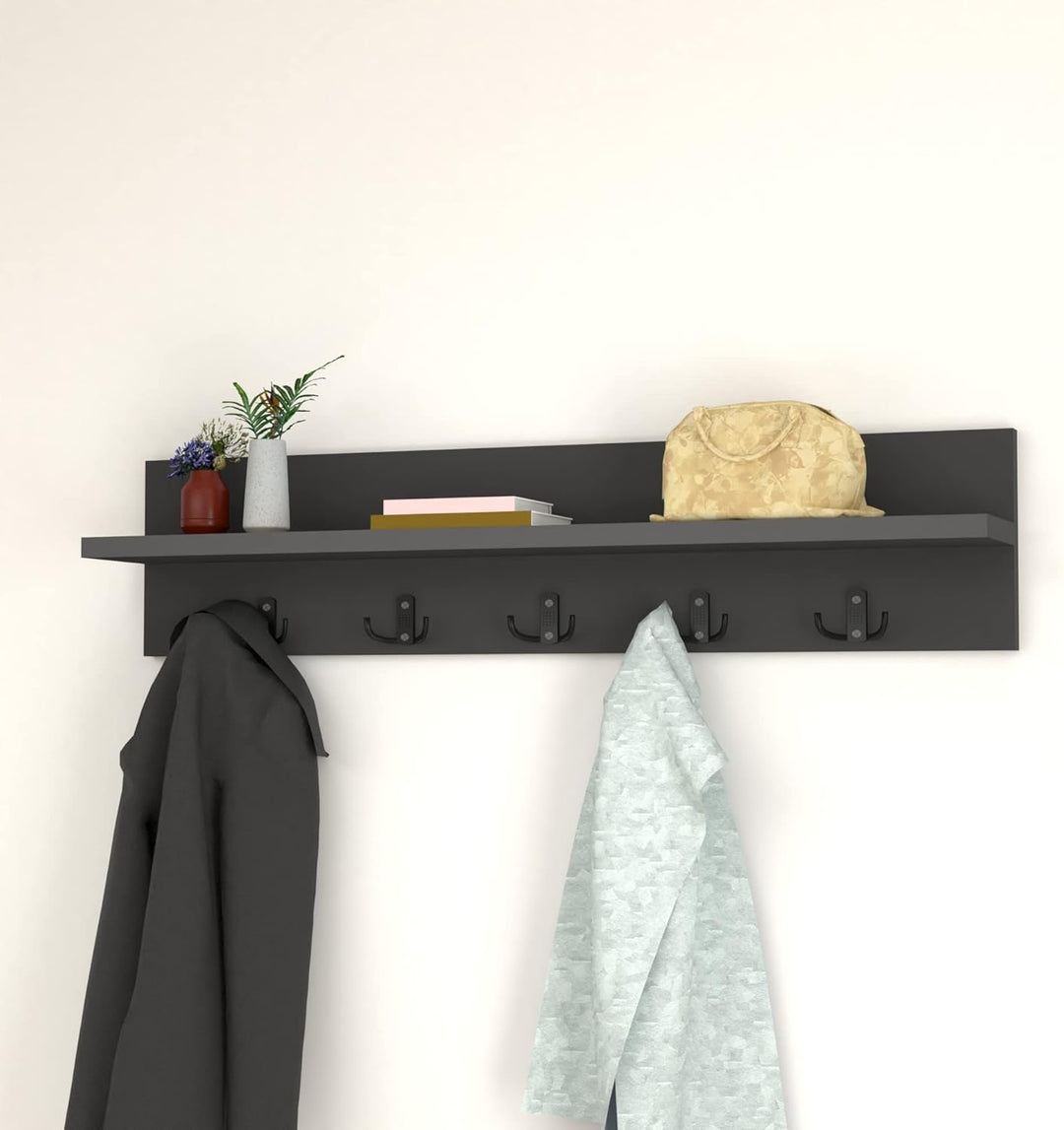 [en.casa] Wandgarderobe Hammarö mit 10 Garderobenhaken Anthrazit Garderobenleiste Flurgarderobe mit