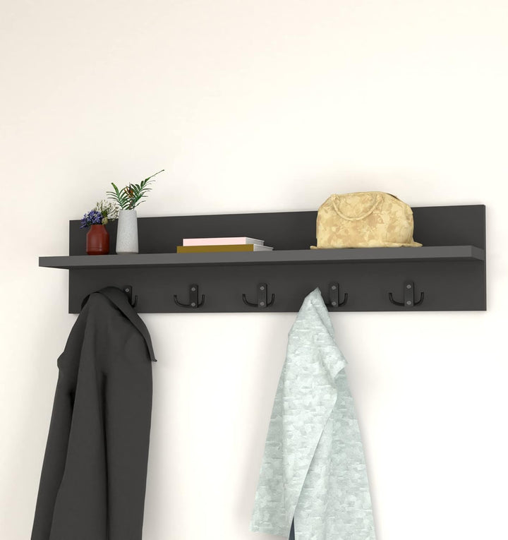 [en.casa] Wandgarderobe Hammarö mit 10 Garderobenhaken Anthrazit Garderobenleiste Flurgarderobe mit