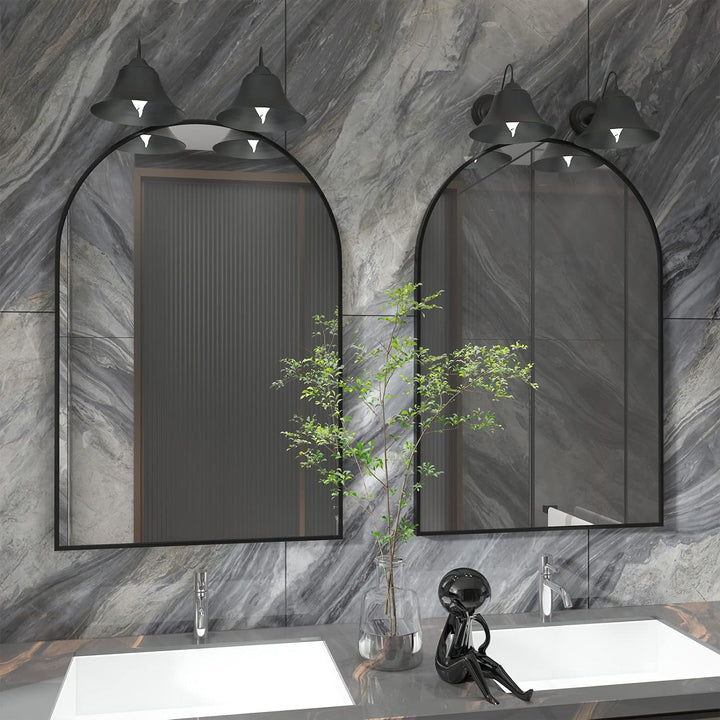 CASSILANDO Gewölbter Wandspiegel, 50 x 75 cm Schwarz Gewölbter Badezimmerspiegel, Grosser Schminkspi