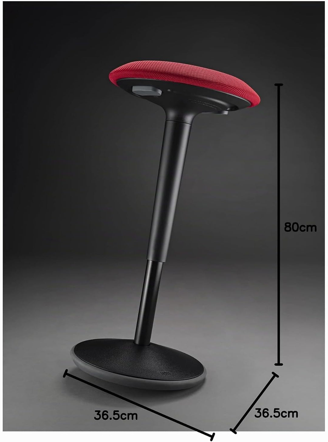 Sedus se:fit, Ergonomischer Hocker, Stehhocker, Stehsitz, Stehhilfe, Rot, Schwarz, Kunststoff, Gummi