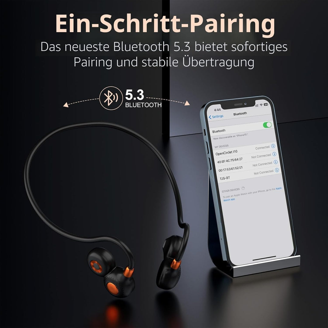 Ortizan Knochenschall Kopfhörer Bluetooth 5.3, Open Ear Bone Conduction Headphones Kabellos, IPX6 wa