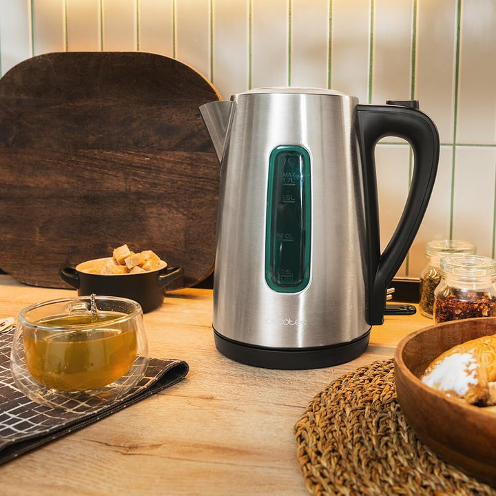 Cecotec Elektrischer Wasserkocher 1,7 L Thermosense 210 Steel. 2200 W, Edelstahlgehäuse, 360° drehba