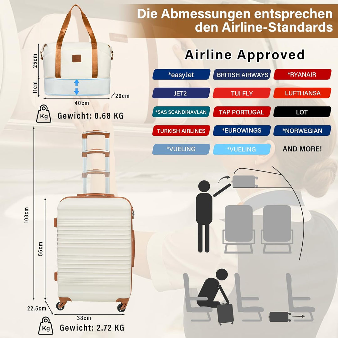 COOLIFE Koffer-Set Trolley Koffer ABS Hartschale Reisekoffer 4 Rollen TSA-Schloss einziehbarer Troll