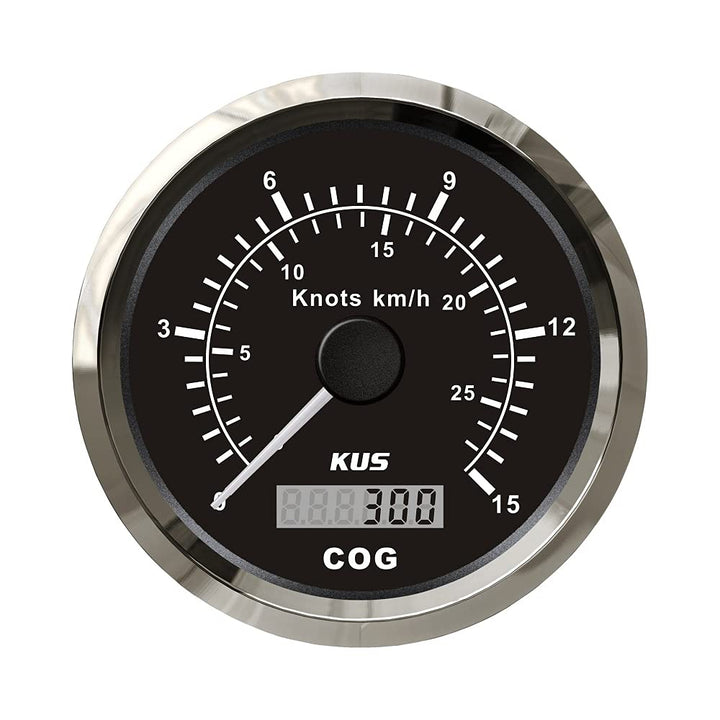 KUS Universal-GPS-Tacho, 15 Knoten, 28 km/h, Geschwindigkeitsmesser, für Boote, Yachten, 85 mm, mit