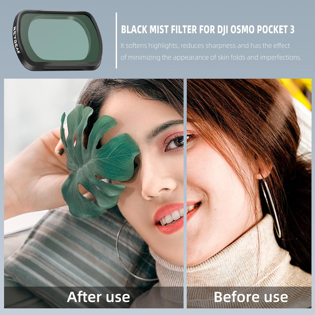 REYGEAK Black Mist Diffusion Filter für DJI Osmo Pocket 3，Schwarze Leichter Diffusionsfilter ，Verträ