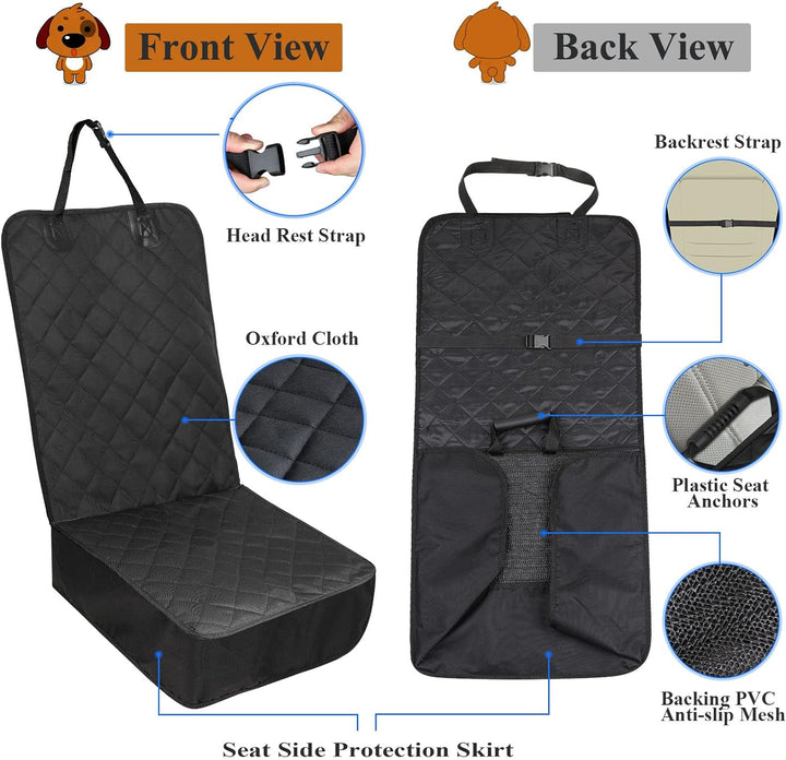 Satisby Auto Vordersitzbezug für Hunde- H55cm*W47.5cm Universell rutschfest Verstellbar Hund Autosit