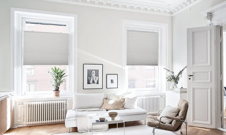 bobodeco Plissee ohne Bohren Klemmfix Faltrollo Jalousie Grau 55x150cm (BxH), Plisseerollo Sichtschu