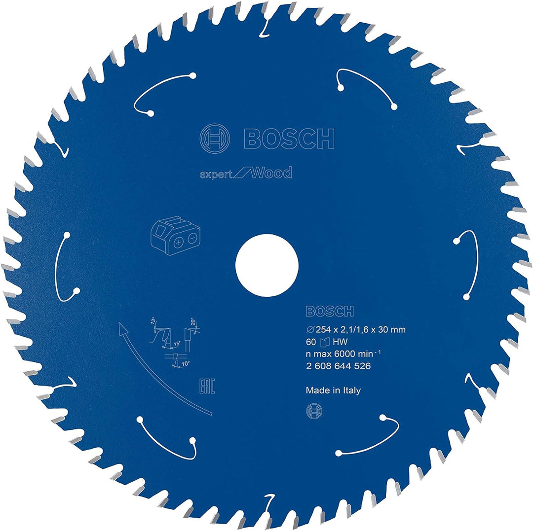 Bosch Professional 1x Kreissägeblatt Expert for Wood (Holz, Sägeblatt Ø 254 x 30 x 2,1 mm, 60 Zähne,