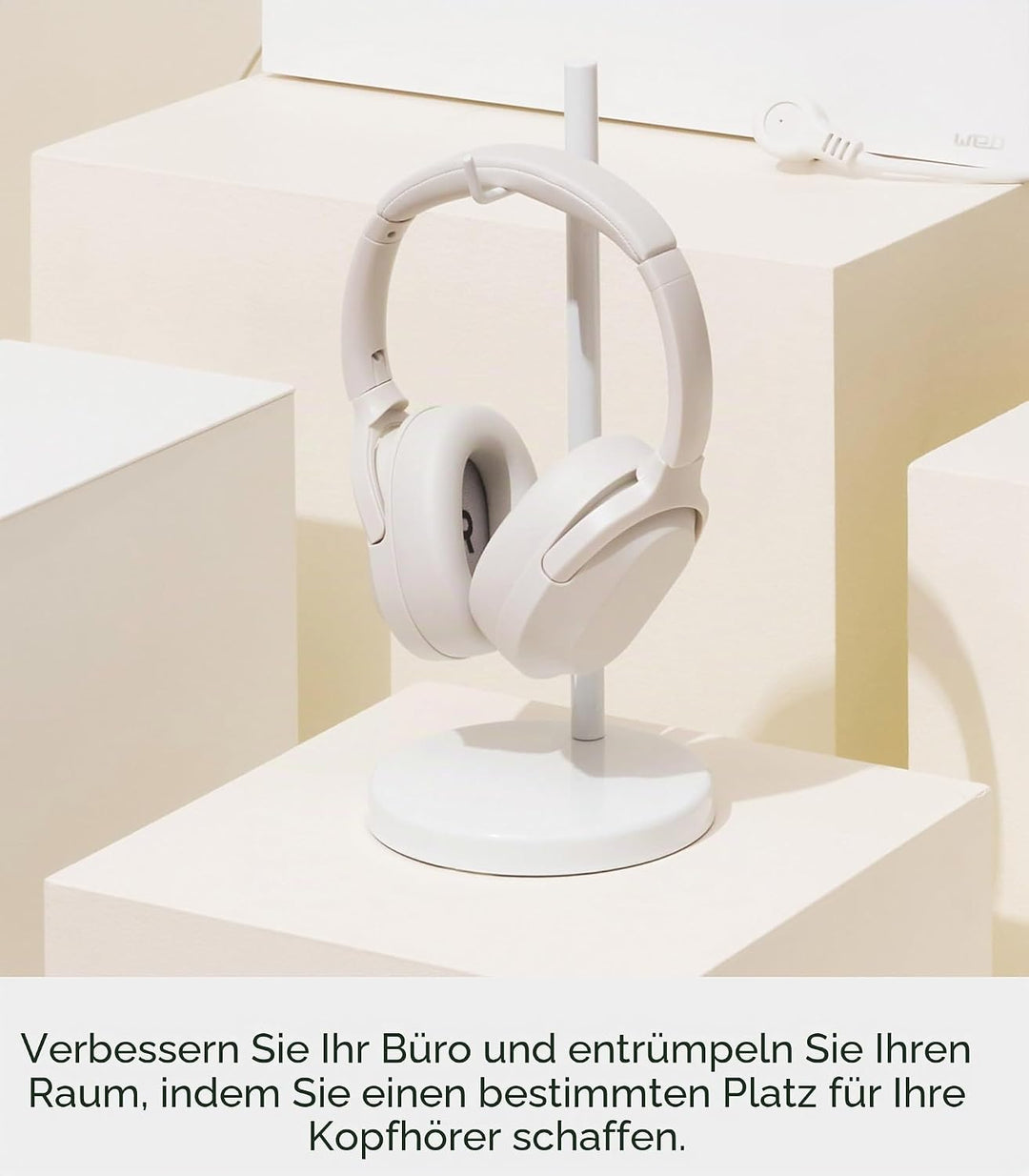 YAMAZAKI Bautes Kopfhörerständer, Stahl, Weiss, One Size, Wei&amp;