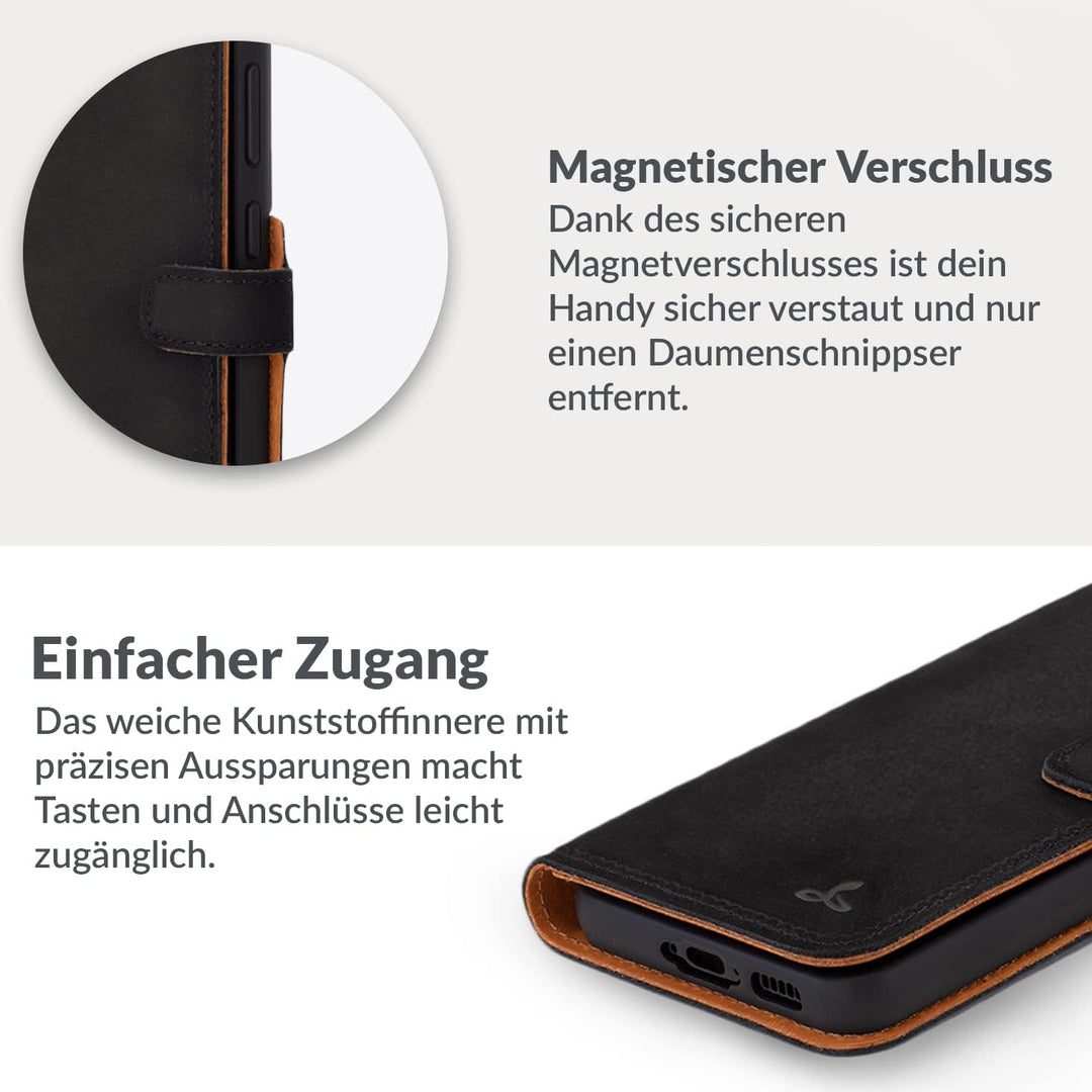Snakehive Galaxy S23 Ultra Hülle Leder | Stylische Handyhülle mit Kartenhalter & Standfuss | Handyhü