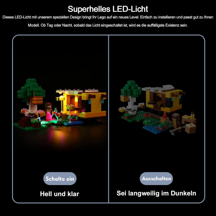 Led Licht Set für Lego 21241 Minecraft Das Bienenhäuschen, Dekoration DIY Beleuchtungsset für Lego T