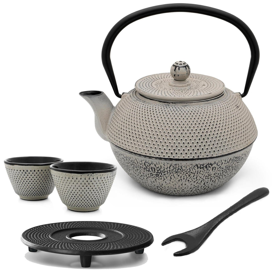 Bredemeijer Asia Teekanne Gusseisen Set 1.1 Liter - grauer Teekessel & Edelstahl-Filter-Einsatz für
