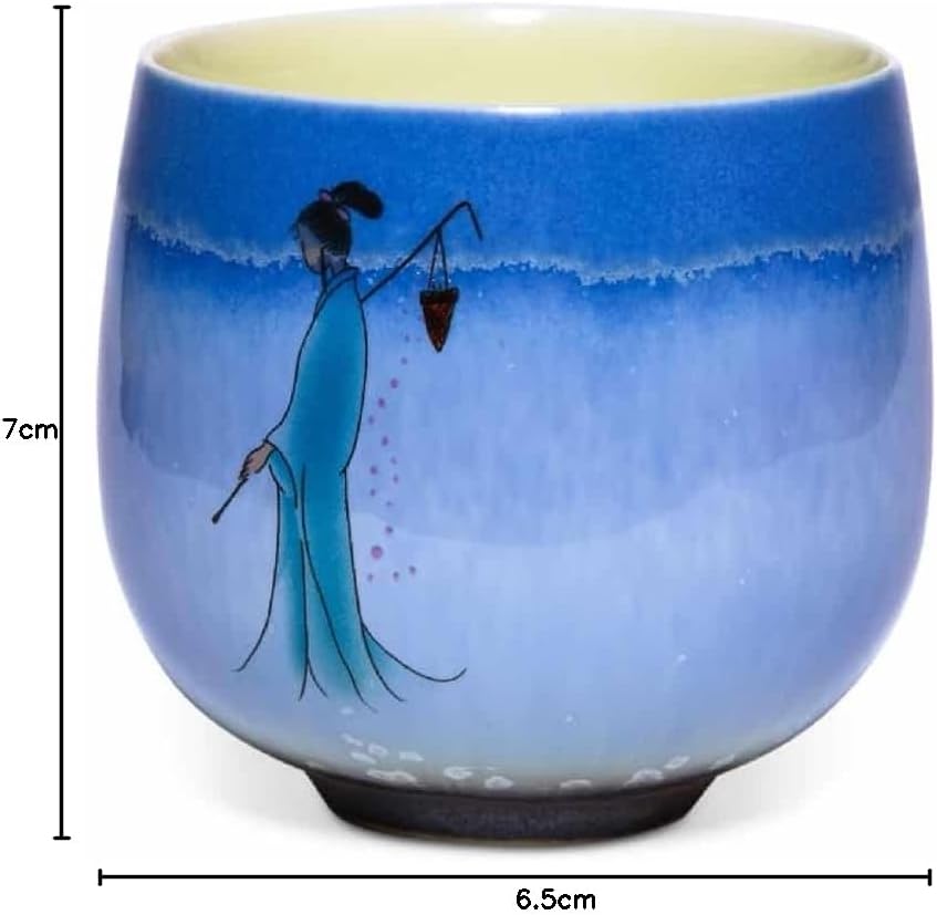 Maoci - Japan Design Teeschale aus Porzellan mit asiatischem Motiv - 135ml - Farbe: blau