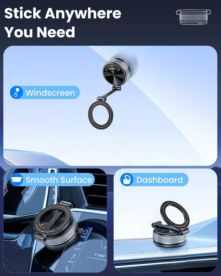 handyhalterung auto magnet, 360° drehbar &amp; klappbar, Schwarz Hellschwarz, Hellschwarz