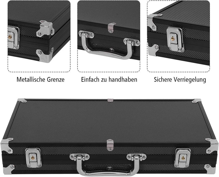 DREAMADE Poker-Set mit 300 Poker Chips, Pokerset Koffer Profi,Pokerkoffer aus Alu, Pokerspiel mit 1