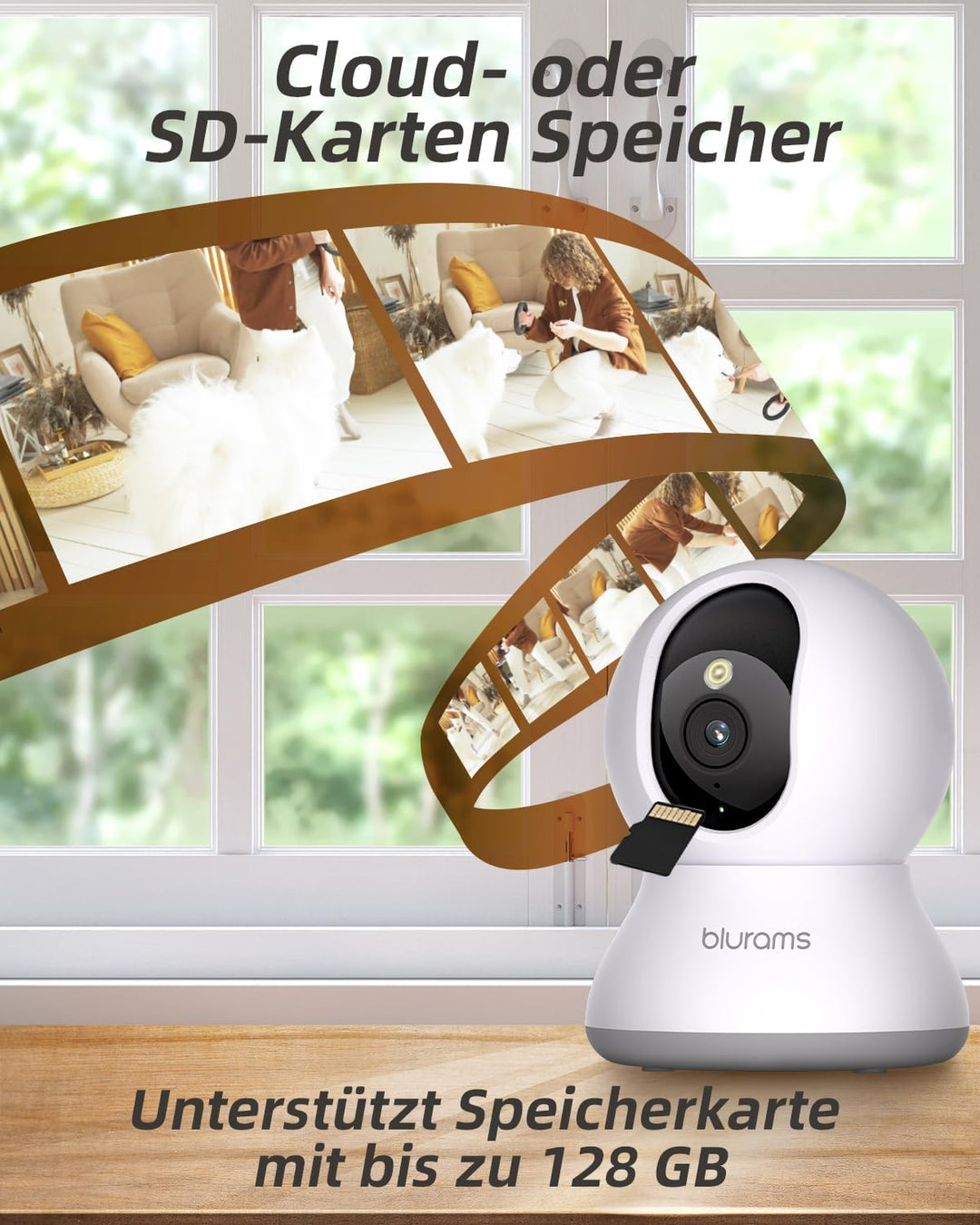 blurams 2K WLAN Kamera überwachung innen 360° Drehung Baby Monitor &amp; Haustierüberwachung, Vollfarb-N