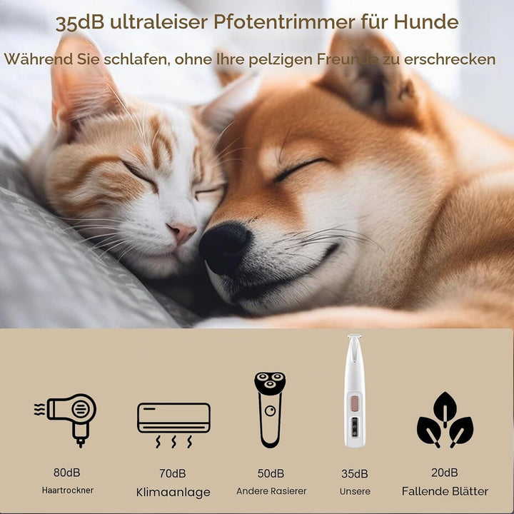 JIMACRO Pfotentrimmer für Hunde, Pfotentrimmer mit LED Licht Wasserdicht Hundeschermaschine Leise fü
