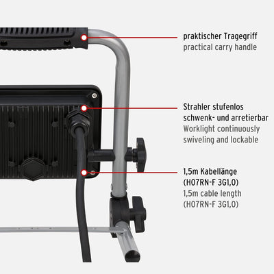 Brennenstuhl LED Baustrahler EL 2050 M (30W, 2700lm, 6500K, IP65, LED Arbeitsstrahler mit 1,5m Kabel