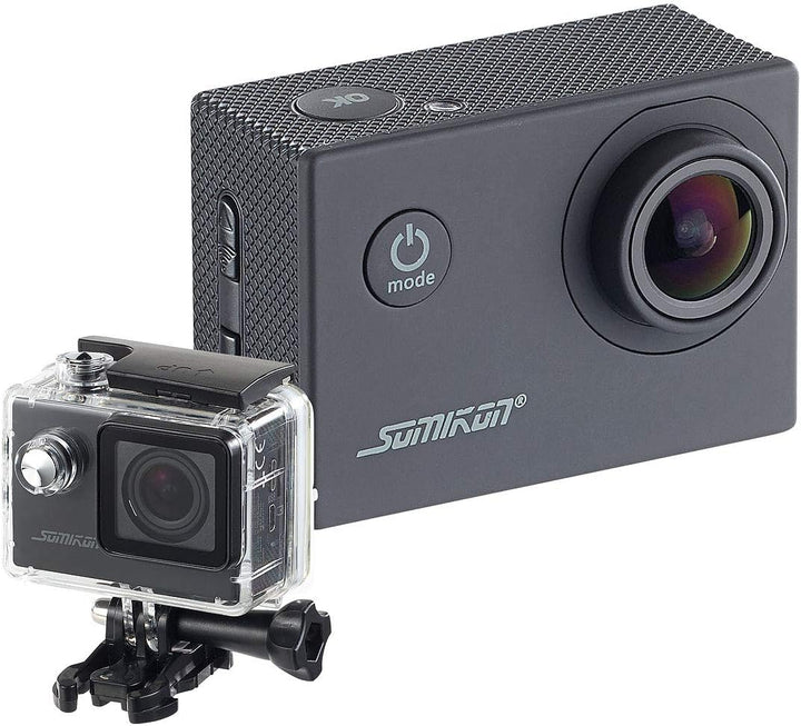 Somikon Action Cam 4K 60fps: Einsteiger-4K-Action-Cam, WLAN Full HD (60 fps) mit Unterwassergehäuse