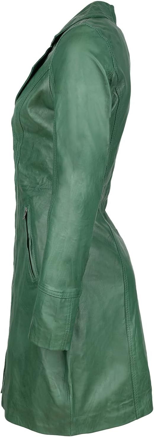 URBAN 5884 Damen Janice Frauen Lederjacke | Elegante Jacke aus weichem Lammfell für Damen, Langes Mo