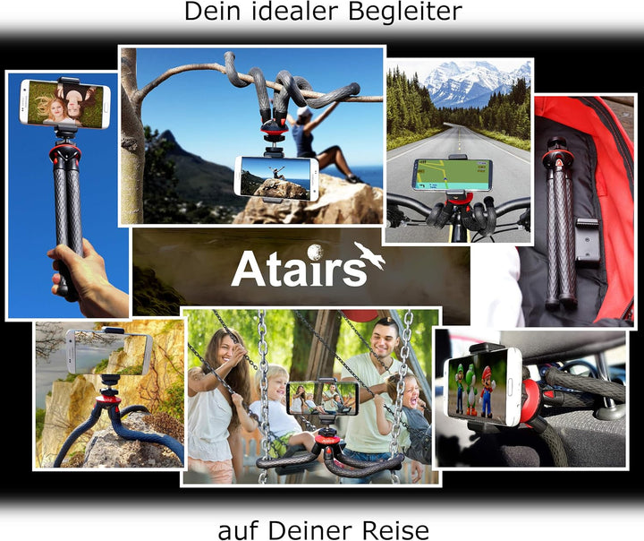 Atairs Handy Stativ für Smartphone mit Fernauslöser - Flexibles Reisestativ für Kamera, DSLR, Action