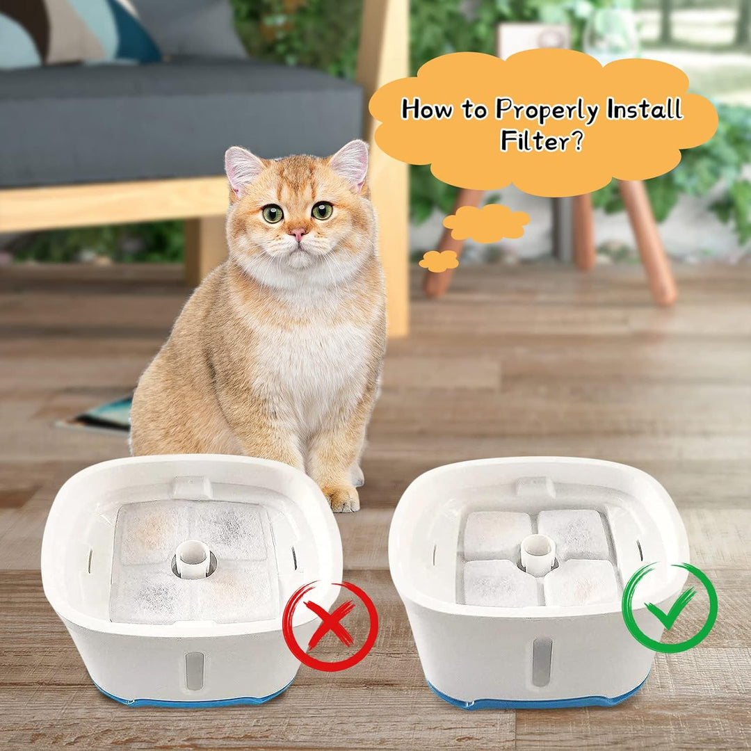 Katzenbrunnen Filter Set, 8 Stück Katzenbrunnen Filter mit 4 Stück Schwammfilter für Katzenbrunnen,