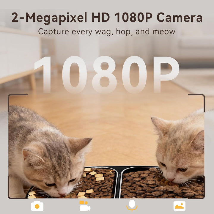 Futterautomat Katze, 2 Näpfe Katzenfutter automat mit APP, 7L Futterspender Katze, 5G WiFi Trockenfu