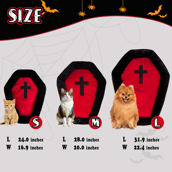 Gothic Cat Beds Fits up to 25 lbs, Washable Coffin Cat Bed, Goth Pet Bed, Halloween House 24 * 16.9