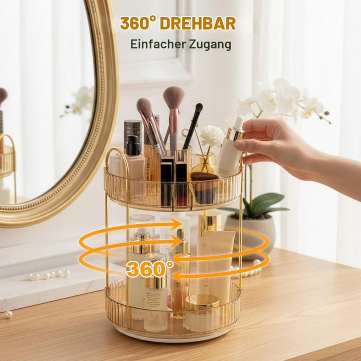 SHANNA Make Up Kosmetik Organizer: 2-stufiger 360° Drehbarer Kosmetik-Parfümständer, Toilettenartike