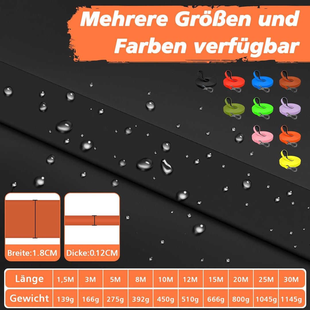 X XBEN Wasserdicht Schleppleine für Hunde, 30M Gummierte Schleppleine mit Abschliessbarer Karabine,
