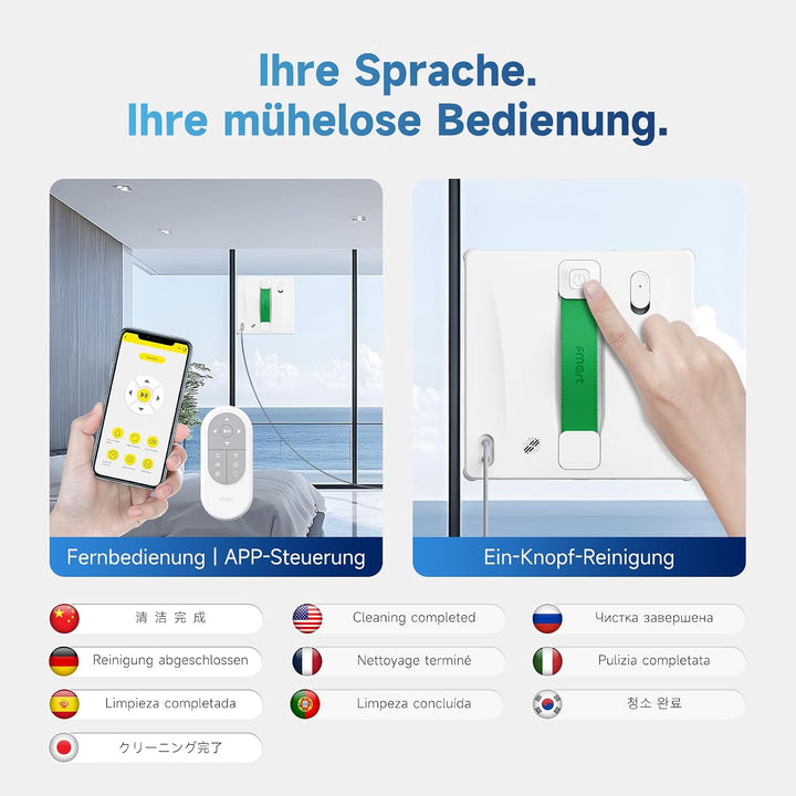 Fmart W8 fensterputzroboter mit sprühfunktion, 8000 Pa Saugkraft und Kantenerkennungstechnologie, Au