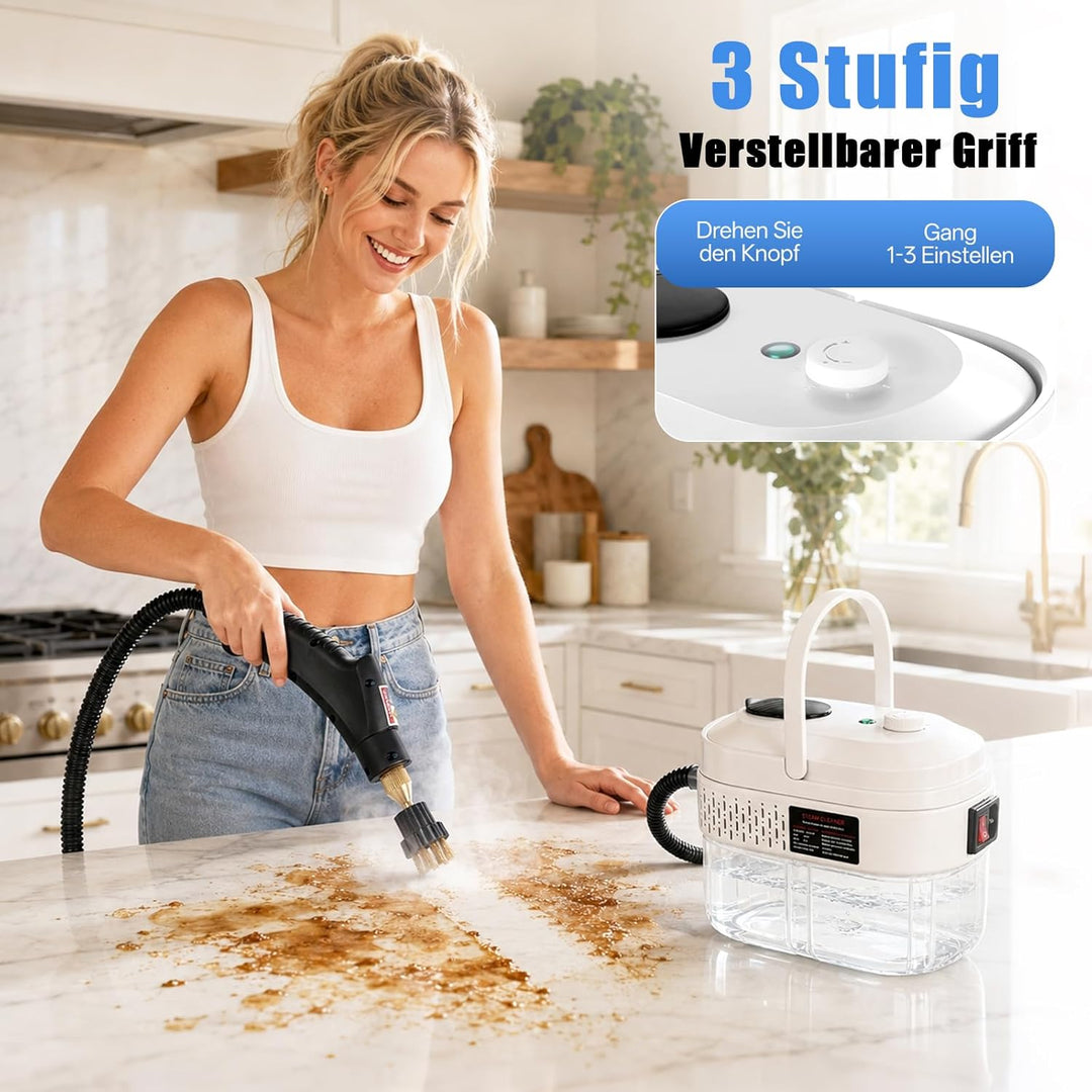 Dampfreiniger Handgerät, 1600W Handdampfreiniger mit 1.4L Tank Handdampfreiniger, Dampfdruck 3 Bar,
