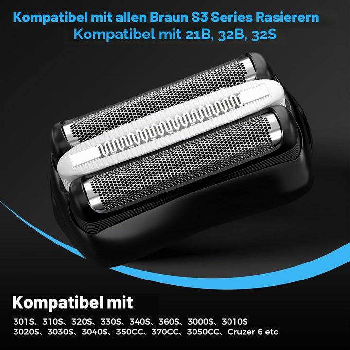 Series 3 Scherkopf Kompatibel mit Braun, Elektrorasierer Ersatzkopf 32B Scherblatt Original Material