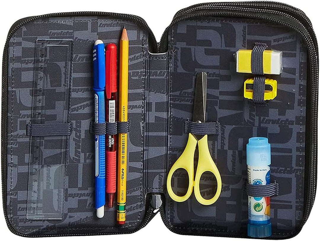 Invicta Federmäppchen, Mäppchen, mehrfarbig, Federtasche für Schreibwaren, Etui mit Stiften, Kugelsc