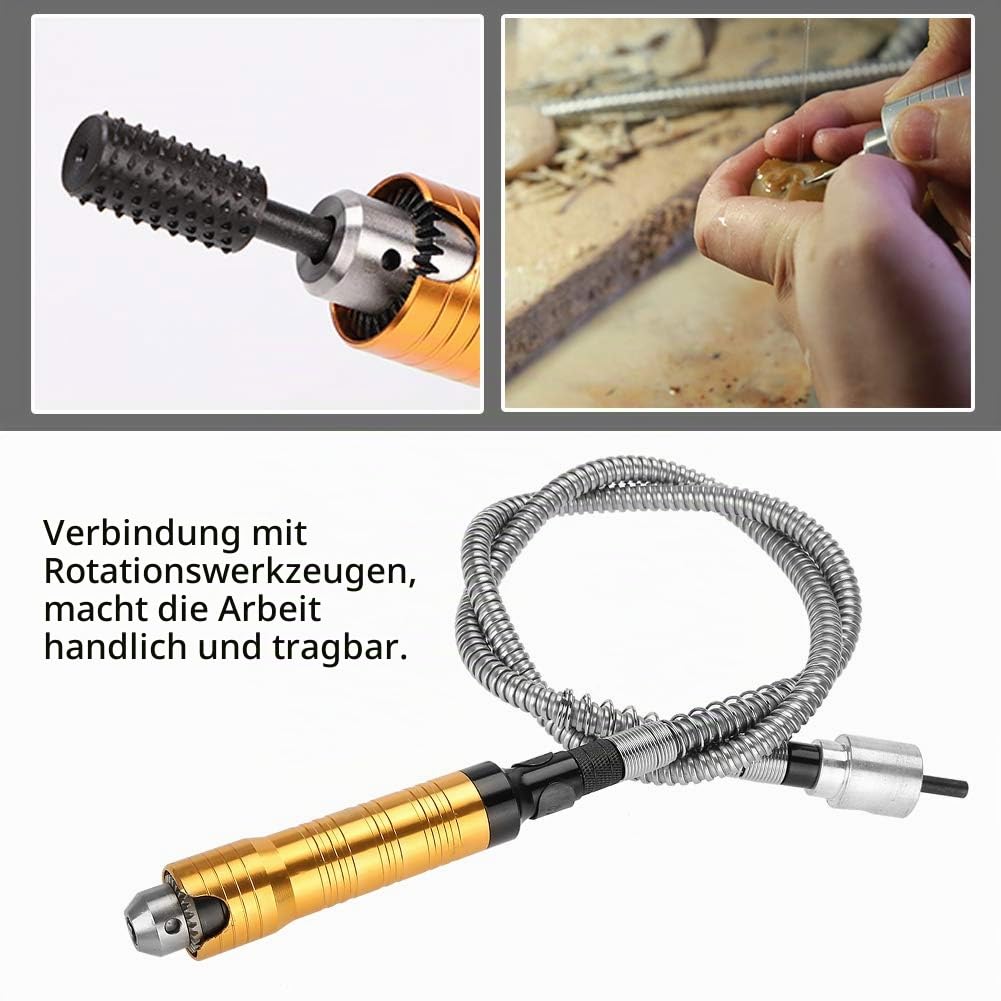 Flexwelle 6mm, Flexibler Wellenschleifer, Welle Bohrfutter 0,5-6,5mm Spanngriff zum Polieren, Gravie